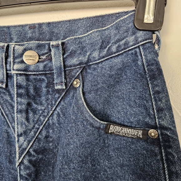 Roughrider Vintage Women's 0 High Rise Dark Blue Jeans Western Denim Concho 90s - Picture 5 of 8